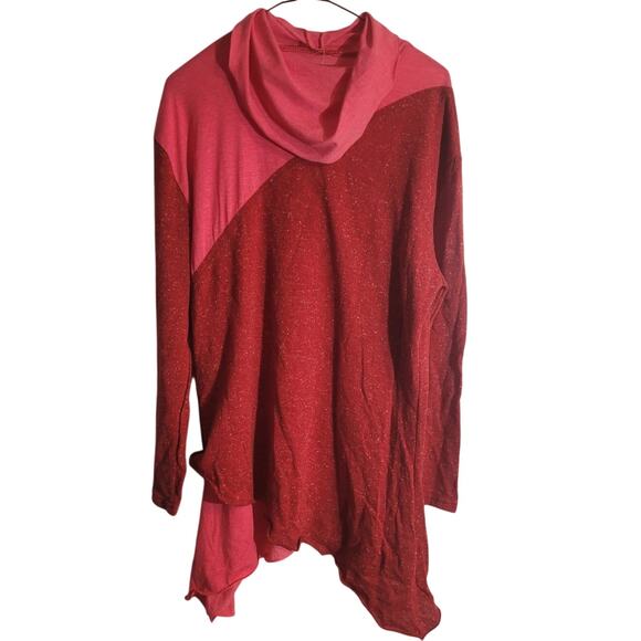 Pink Speckled Lagenlook Oversized Blouse Womens Extra Large Hankey Hem Artsy - Picture 6 of 10